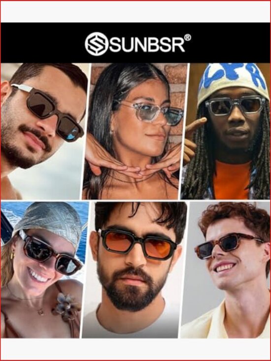 Retro Rectangle Sunglasses Thick Frame UV400 Protection Trendy Small Square main image 7